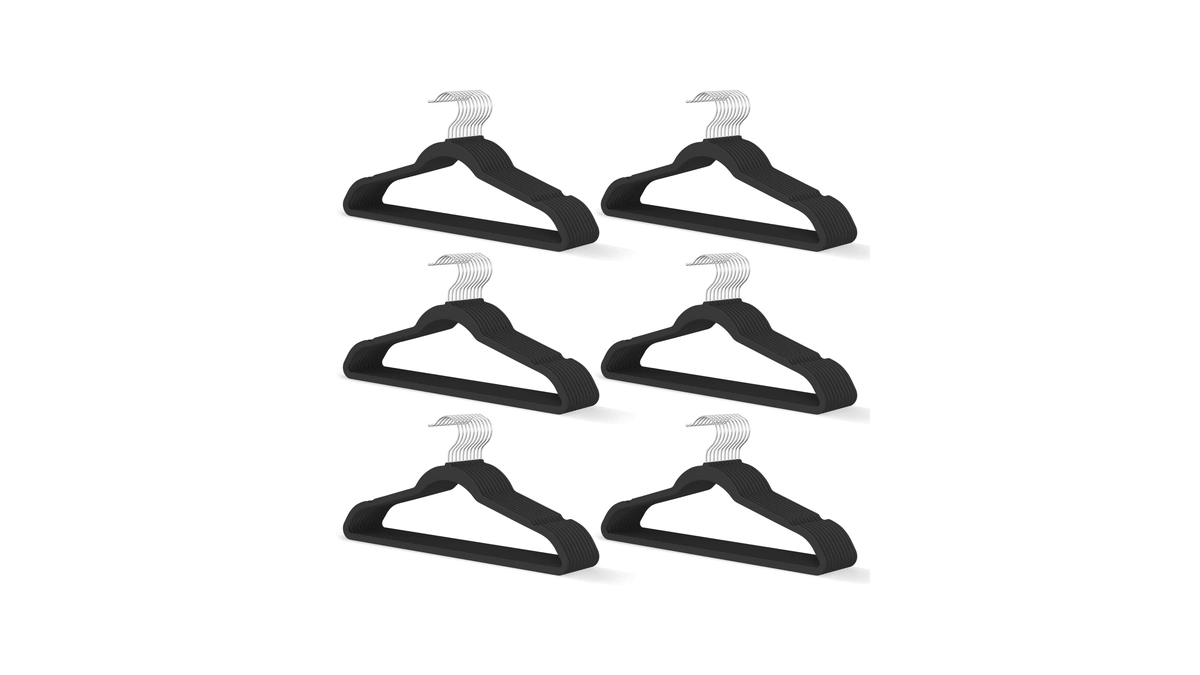 Mlkjhhi Black Velvet Hangers 60 Pack, Slim Space Saving Suit