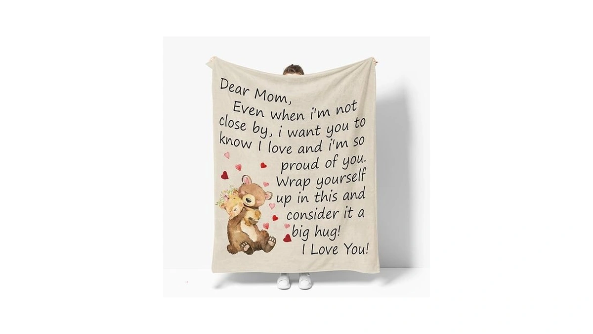 Horaldaily Mom Flannel Blanket Throw, Cute Bear Soft Fuzzy Plush