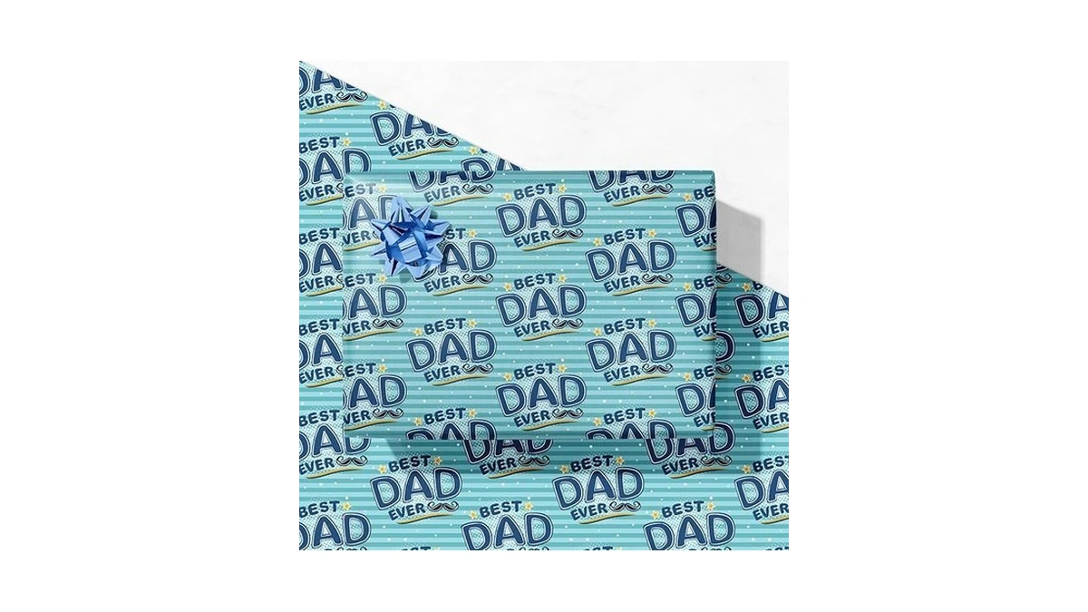 Giolniay Father's Day Wrapping Paper - Blue Best Dad Ever