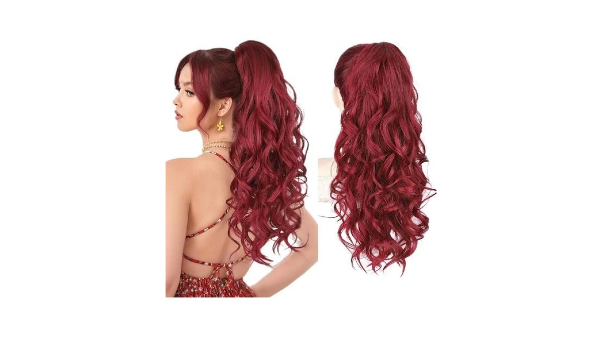 Hmd Ponytail Extension,24 Inch Claw Clip Wavy Ponytail Extension Synthetic