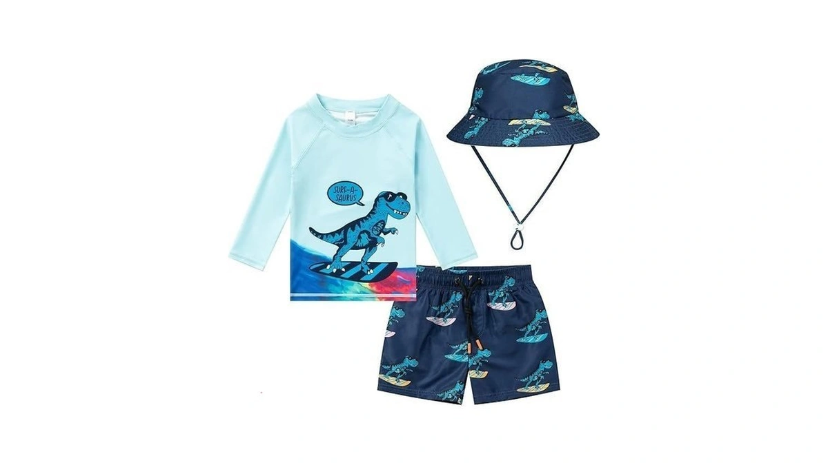 Toddlers And Baby Boys' 3-piece Swimsuit Trunk Rashguard Set And