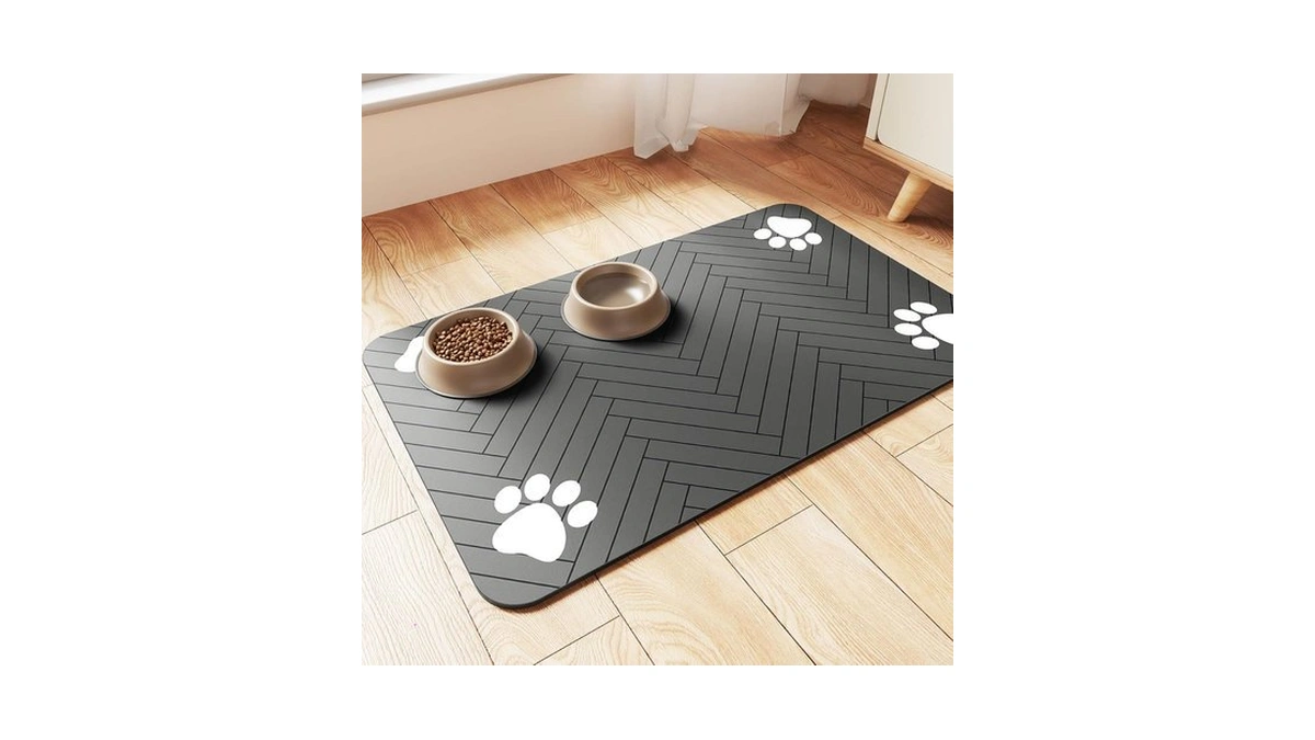 Pet Feeding Mat-absorbent Pet Placemat For Food And Water Bowl,