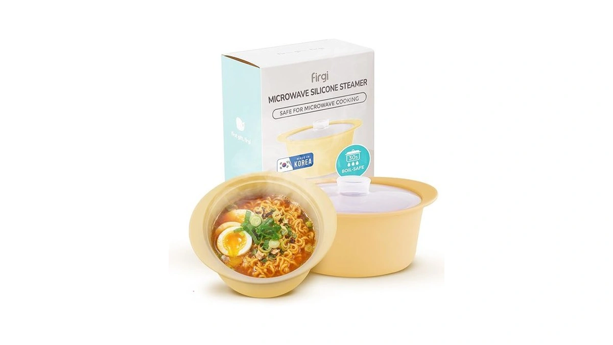 Firgi 40oz Platinum Silicone Microwave Steamer Pot With Handle &