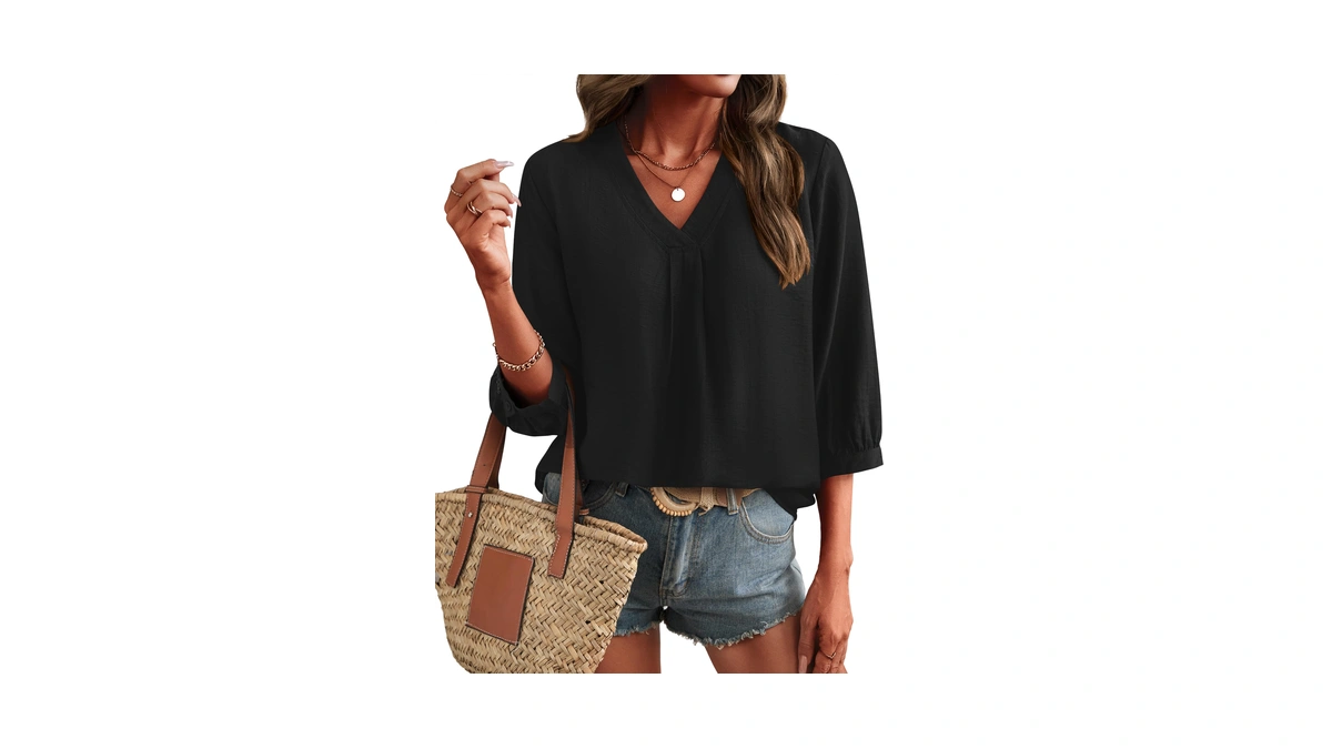 Lomon 3/4 Length Sleeve Boho Fall Fashion Tops Blouses Dressy