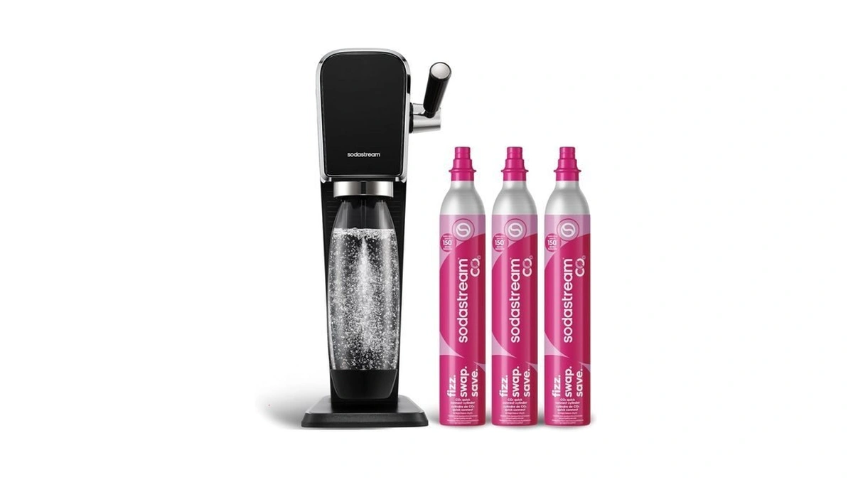 Sodastream Art Sparkling Water Maker Bundle In Black, With 3-pack