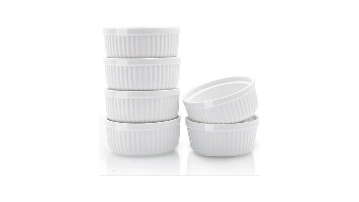 Nuwave Ceramic Ramekins 8 Oz, Set Of 6, Elegant Classic