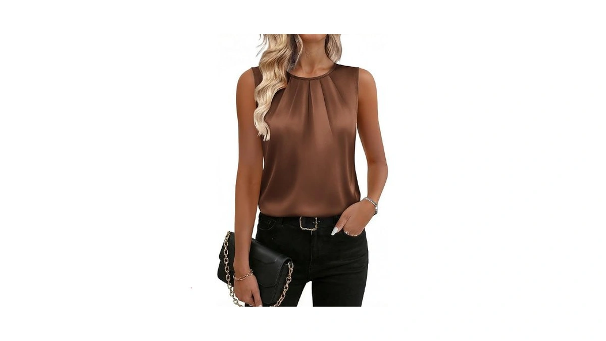 Zeagoo Womens Blouses Dressy Casual Silk Satin Tank Tops Cute