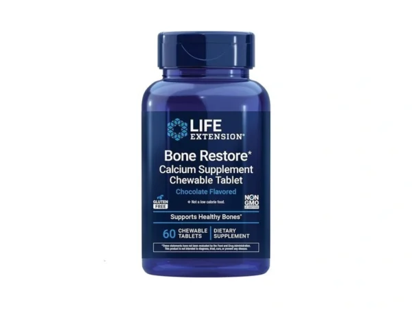 Life Extension Bone Restore Calcium Supplement Chewable Tablets, Bone Health