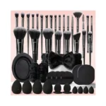Hghdbt 47pcs Black Makeup Brushes Set Professional Premium Synthetic For