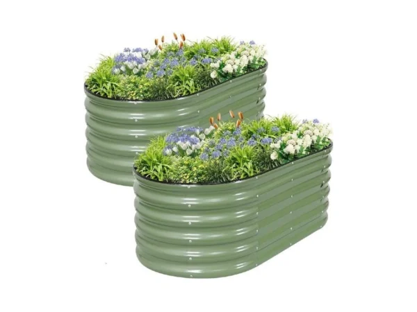 Permade Galvanized Raised Garden Bed Outdoor- 2 Pcs Raised Beds