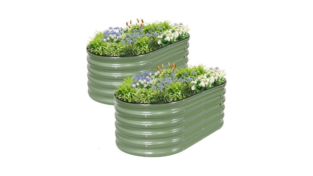 Permade Galvanized Raised Garden Bed Outdoor- 2 Pcs Raised Beds