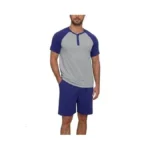 Nitagut Mens Pajama Set 2 Piece Henley Sleepwear Lightweight Short