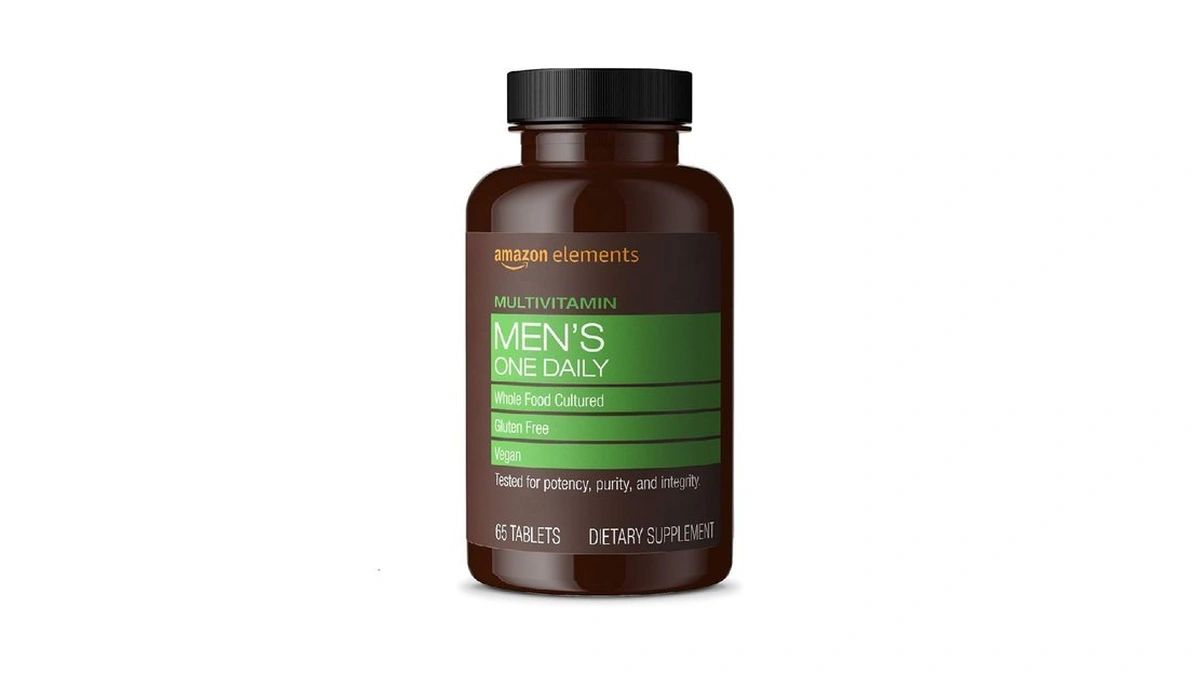 Amazon Elements Men's One Daily Multivitamin, 62% Whole Food Cultured,
