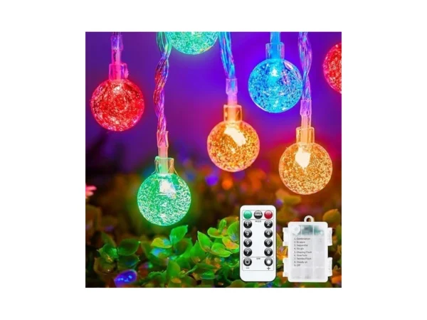 Minetom Crystal Globe String Lights Battery Operated - 33 Ft
