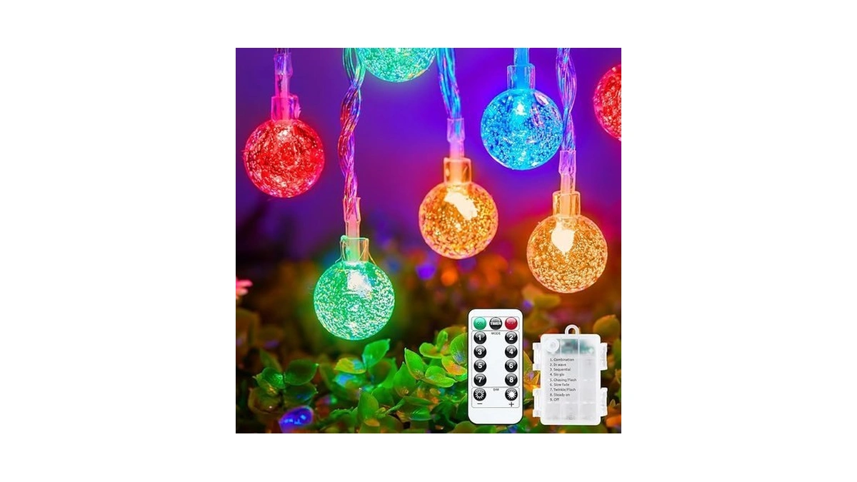Minetom Crystal Globe String Lights Battery Operated - 33 Ft
