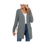 Heymoments Women's Long Sleeve Open Front Cardigan Dark Grey Large