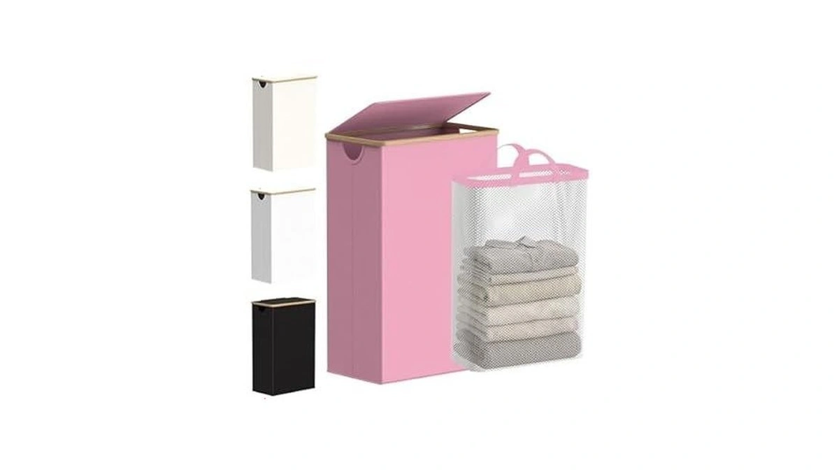 Efluky Slim Laundry Basket With Lid, Narrow Laundry Hamper With