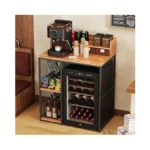 Kikihouse 4-tier Industrial Style Mini Fridge & Microwave Oven Stand,