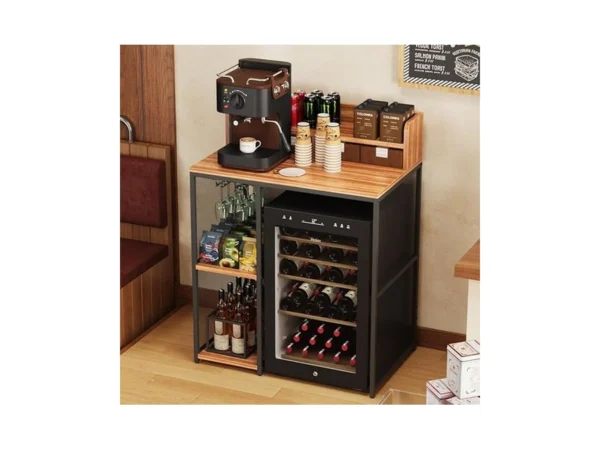 Kikihouse 4-tier Industrial Style Mini Fridge & Microwave Oven Stand,