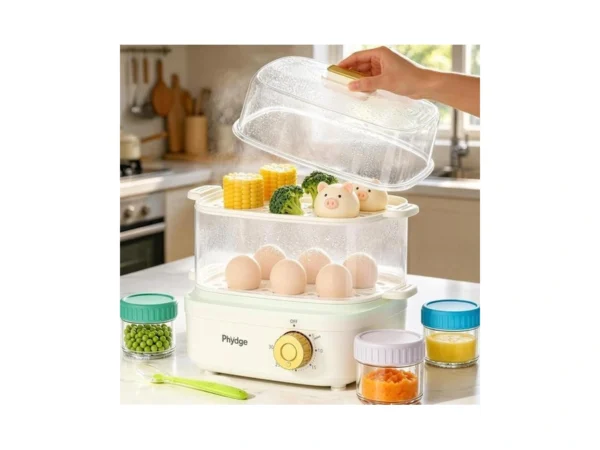 Electric Food Steamer For Cooking, 2-tier Rapid Egg Cooker, Stackable