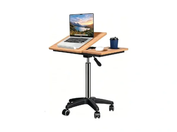 Wishacc Large Rolling Desk Adjustable Height With Drawers, Mobile Standing