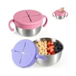 Snack Cups, 2 Pack Stainless Steel Toddler Snack Containers, Spill-proof