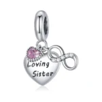 Babamia Sterling Silver Sister Charm Pendant, Series Silver Beads Charms
