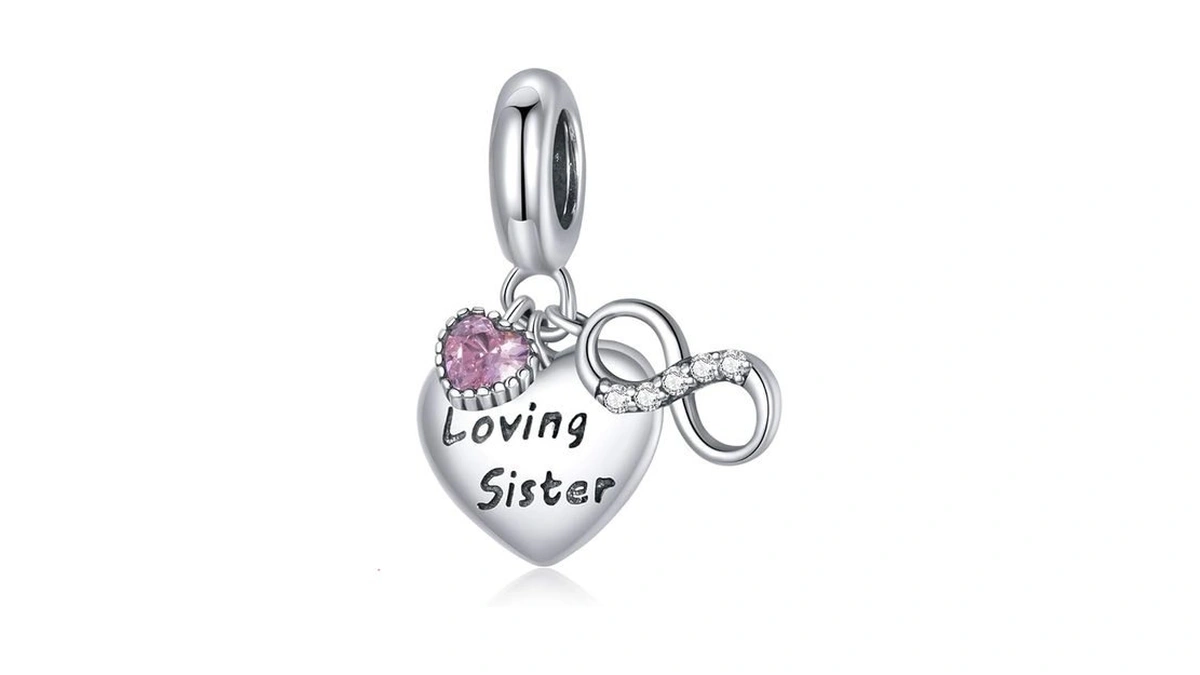 Babamia Sterling Silver Sister Charm Pendant, Series Silver Beads Charms