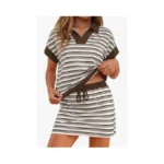 Totatuit Striped Skirt Sets For Women 2 Piece Outfits Summer