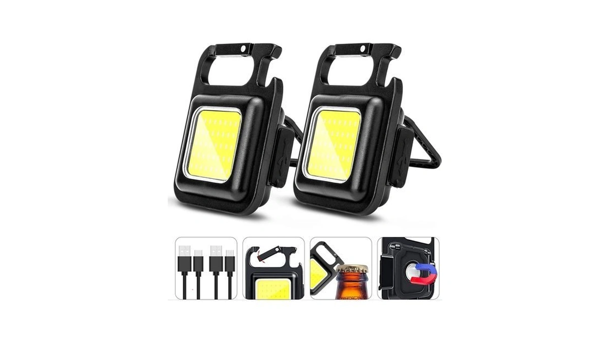 Makdak Cob Rechargeable Keychain Flashlight 2pack, High Lumen Super Bright