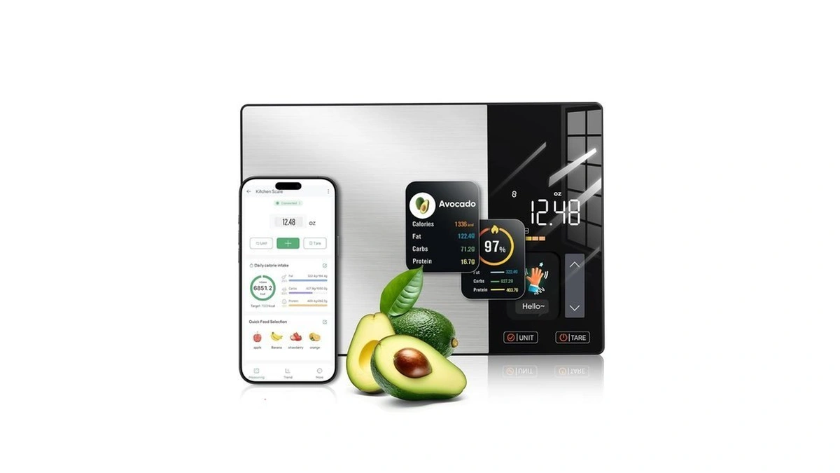 Kuaivo Smart Nutrition Food Scale With Tft Display, Tracks Calories,