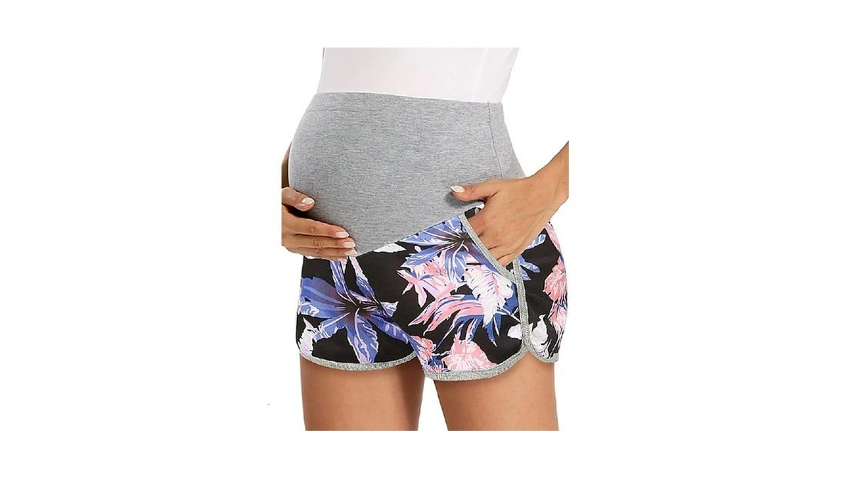 Fitglam Women's Maternity Shorts Over Belly Pregnancy Lounge Workout Running