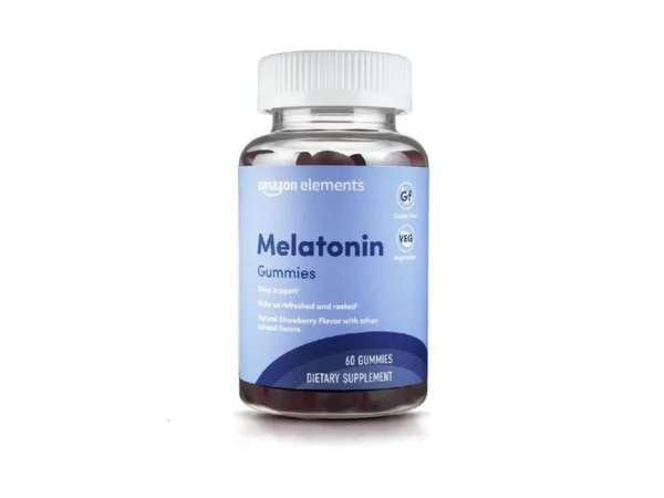 Amazon Elements Melatonin Gummies, Strawberry, Sleep Support, 10mg, 60 Count