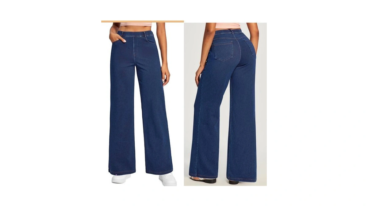 Ewedoos Wide Leg Jeans For Women Stretchy Sweatpant Jeans Women