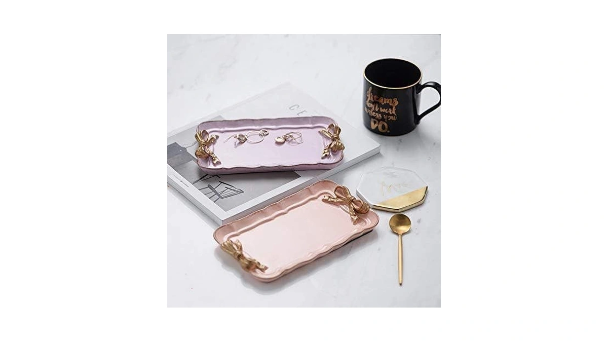 Gisela Adorable Bow-knot Trinket Dish Resin Jewelry Tray Perfect For