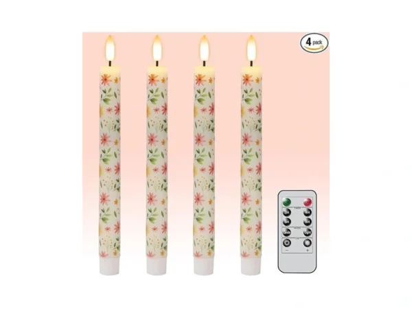 Kunswenn Flameless Taper Candles, Real Wax Flickering Taper Candles Battery