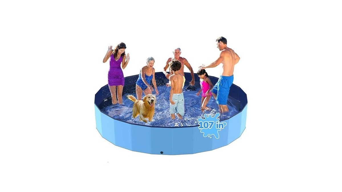 Bilibara 107'' Foldable Dog Pool, Kiddie Pool, Heavy Duty Non-slip