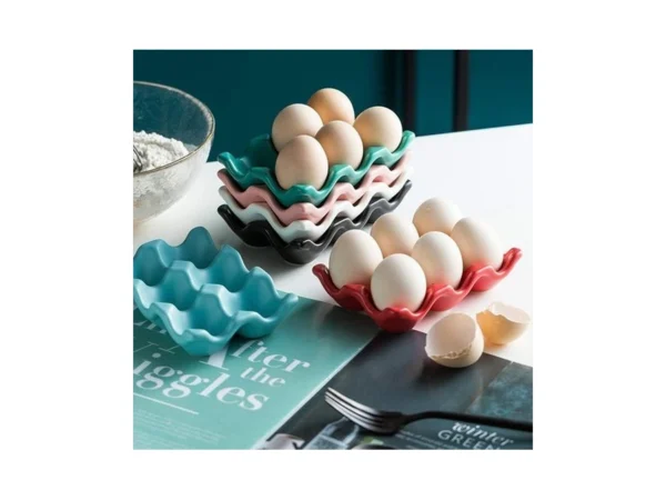 Urwoow Ceramic 6 Cup Egg Tray Holder (pink)