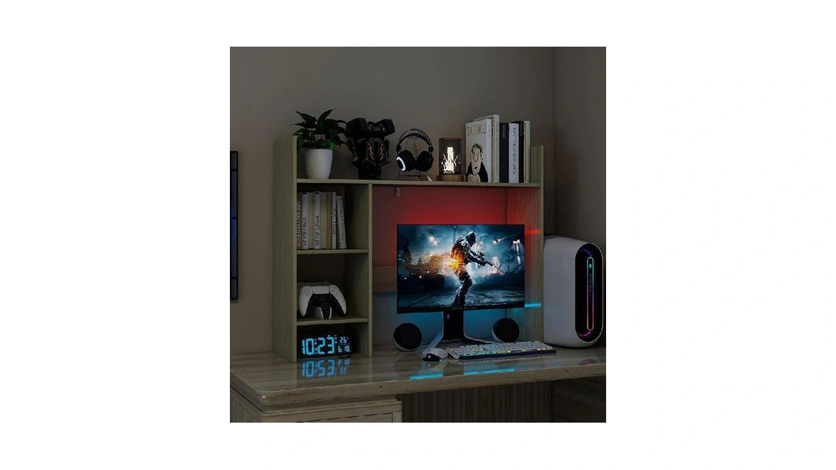 Ftzxhklx Desktop Bookshelf, 37.4’’ Wooden Desk Storage Hutch With 3