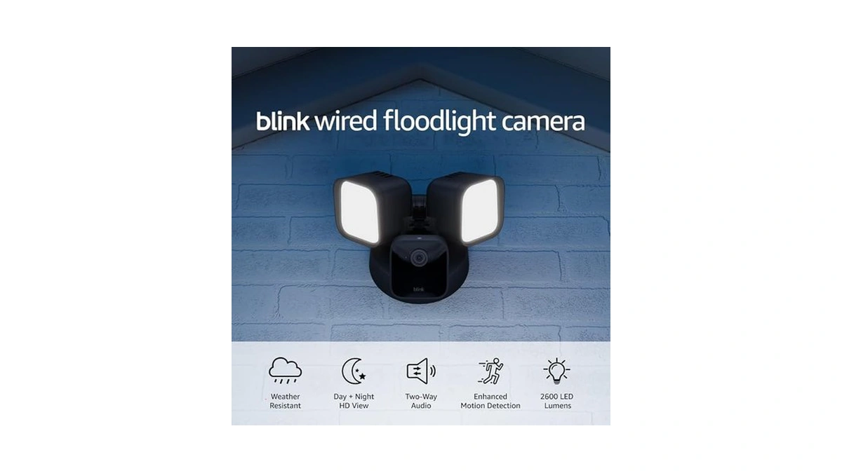 Blink Wired Floodlight Camera - Smart Security Camera, 2600 Lumens,