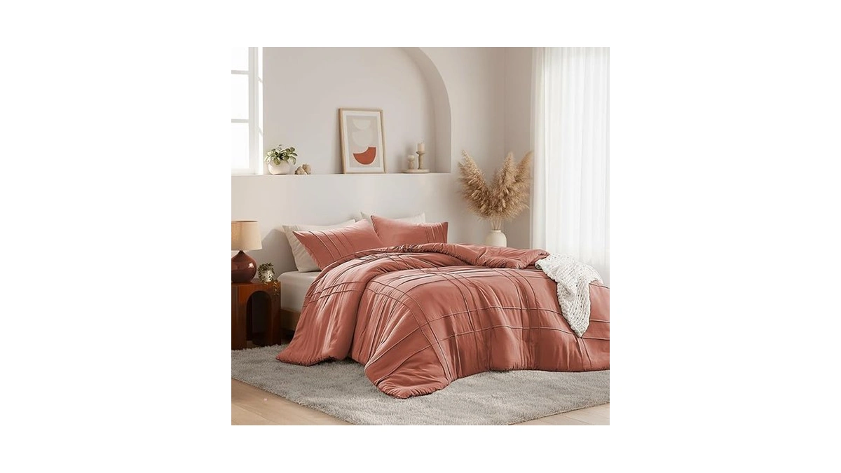 Regency Heights Queen Size Comforter Set Orange, 3 Pieces Bedding