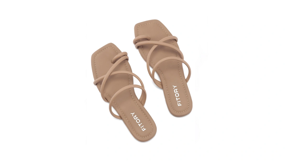 Fitory Women's Slide Sandals Flat Toe Ring Thongs With Cross