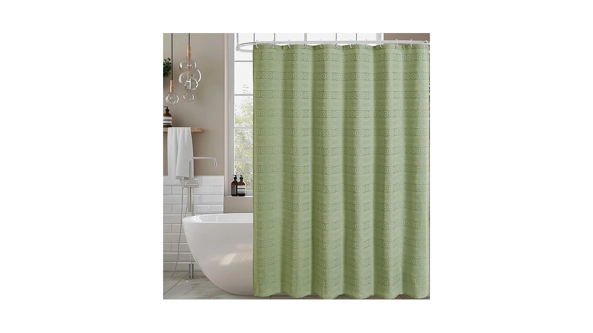 Craidlela Sage Boho Shower Curtain, Jacquard Sunflower Textured Shower Curtains