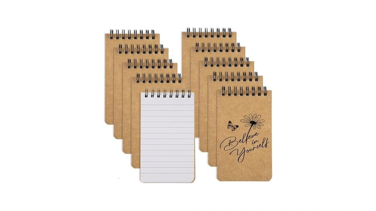 Besarme 10 Pcs Small Notepads 3x5, Kraft Spiral Pocket Notebook
