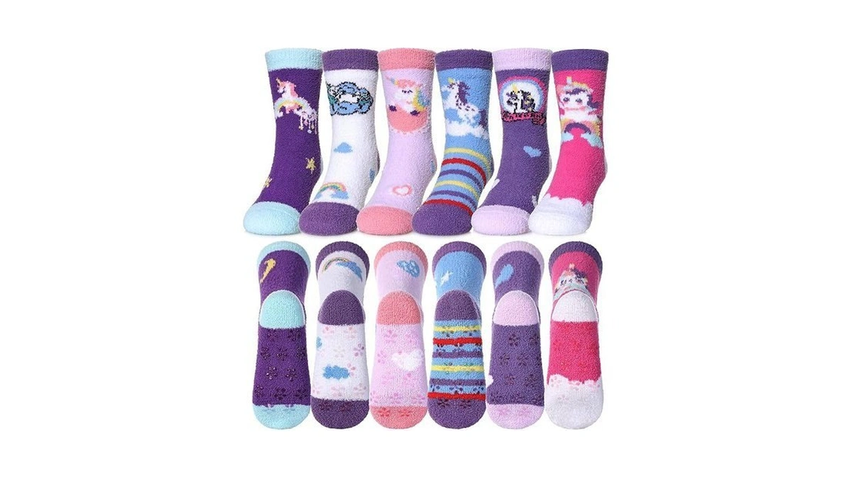 Sdbing Kids Fuzzy Socks, Toddlers Non Slip Socks Boys Girls