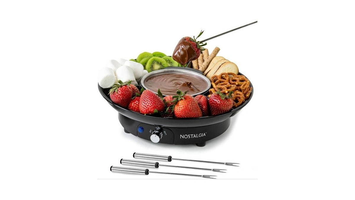 Nostalgia Electric Fondue Party Set – 10 Oz Melting Pot,