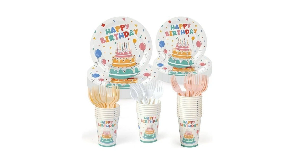 Childom Birthday Decorations,96 Pcs Birthday Plates And Cups,happy Birthday Decorations,disposable