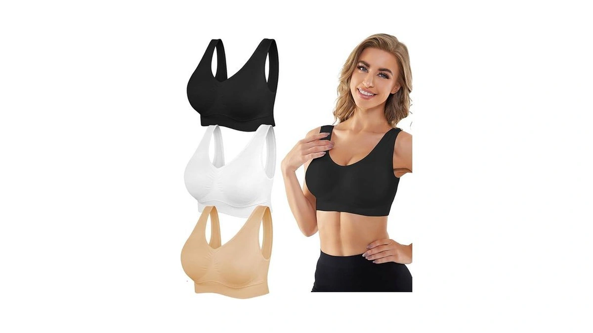Yadifen 3 Pack Womens Sports Bras,wireless Comfortable Seamless Sleep Yoga