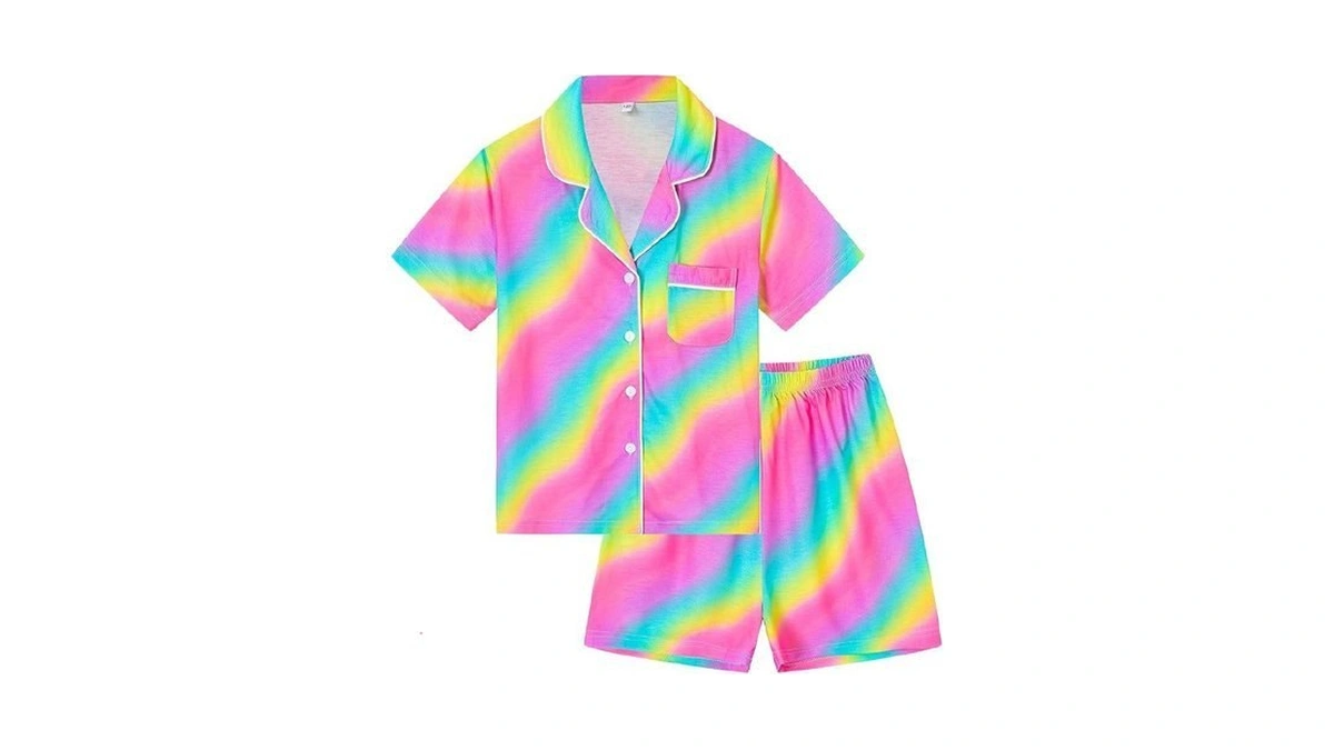 Swomog Kids Button Down Pajamas Sets Girls Boys 2 Pcs