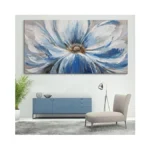 Flower Canvas Wall Art For Living Room Large White Blue